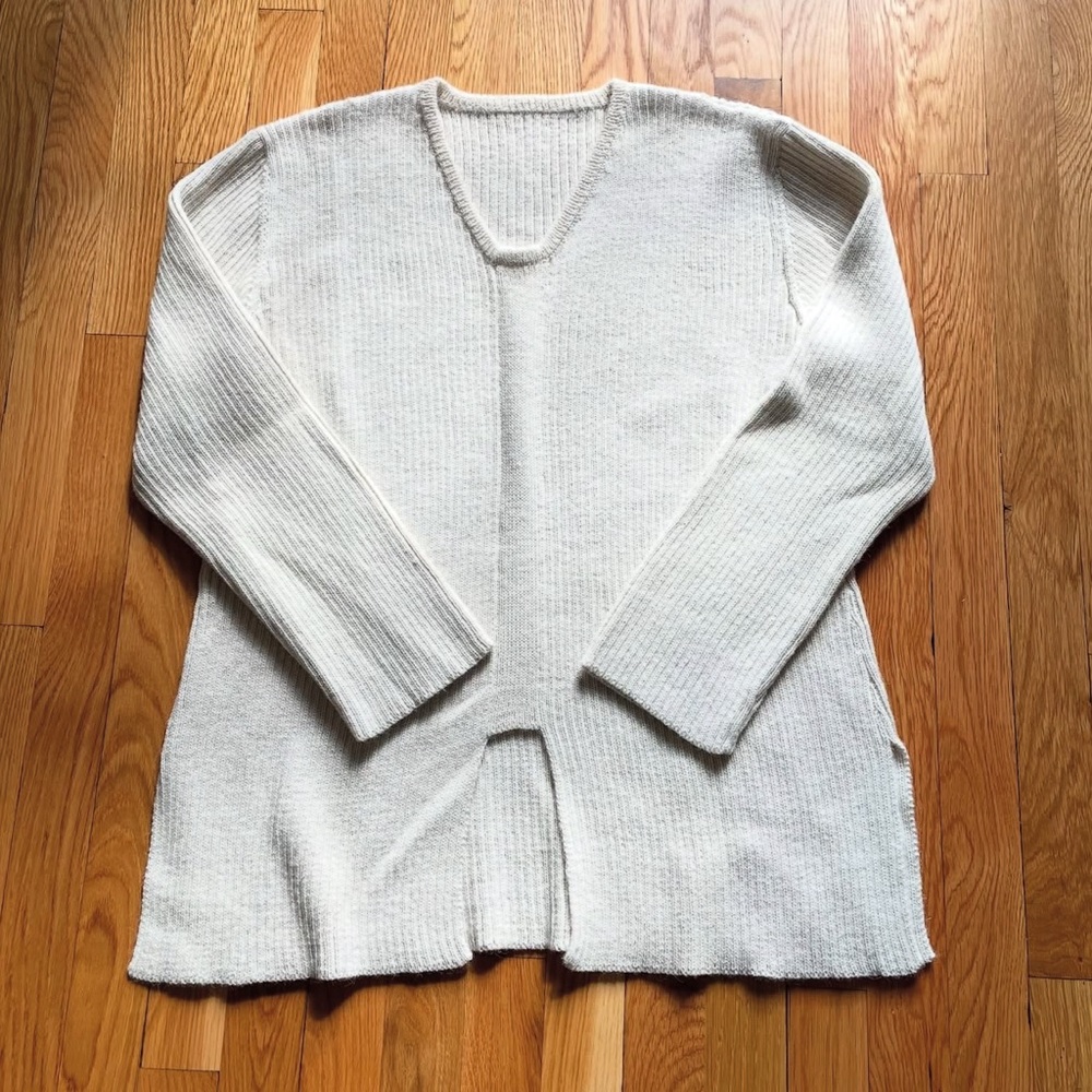 Wol Hide Rib Panel Pullover Ecru